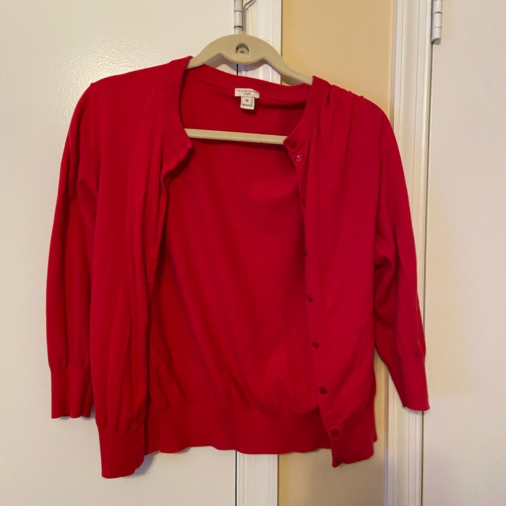 Red J.Crew Clare Cardigan